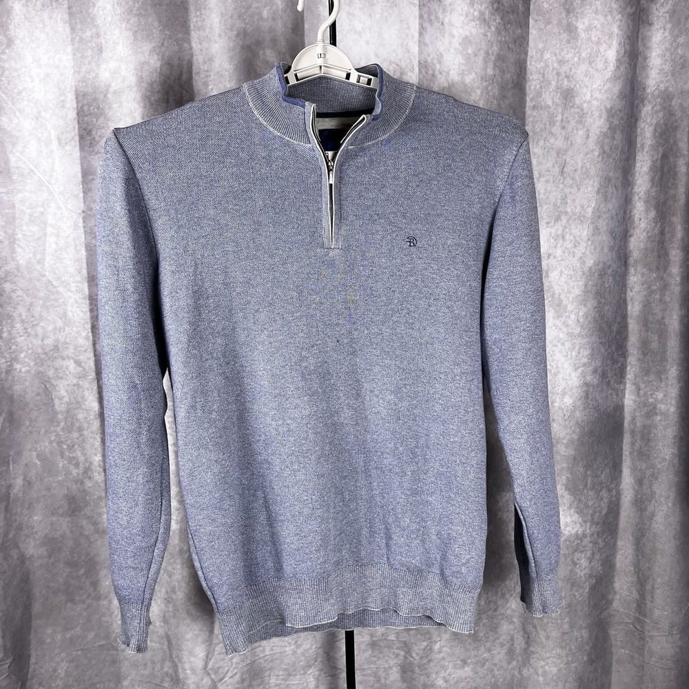 Benetti Luxury Errol Qtr Zip Silver Blue Cotton Sweater 2XL